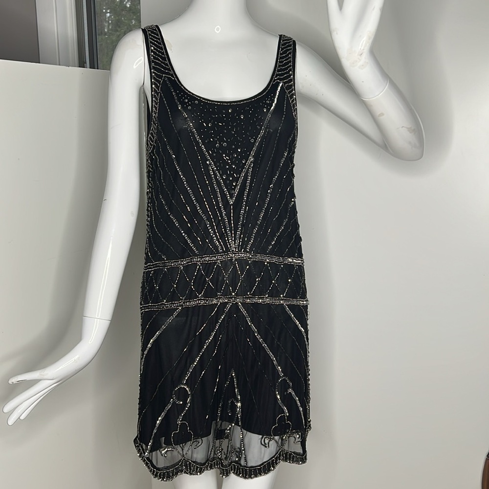 Pull&Bear Sz M Black Silver Sequins Slip On Tank Dress